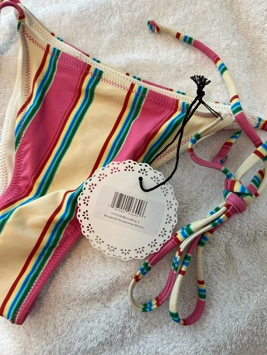Djerf Frankie’s Sorbet Stripe Bikini Bottom L BNWT - Picture 2 of 6